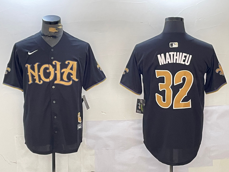 Men's New Orleans Saints Tyrann Mathieu #32 Black Jersey